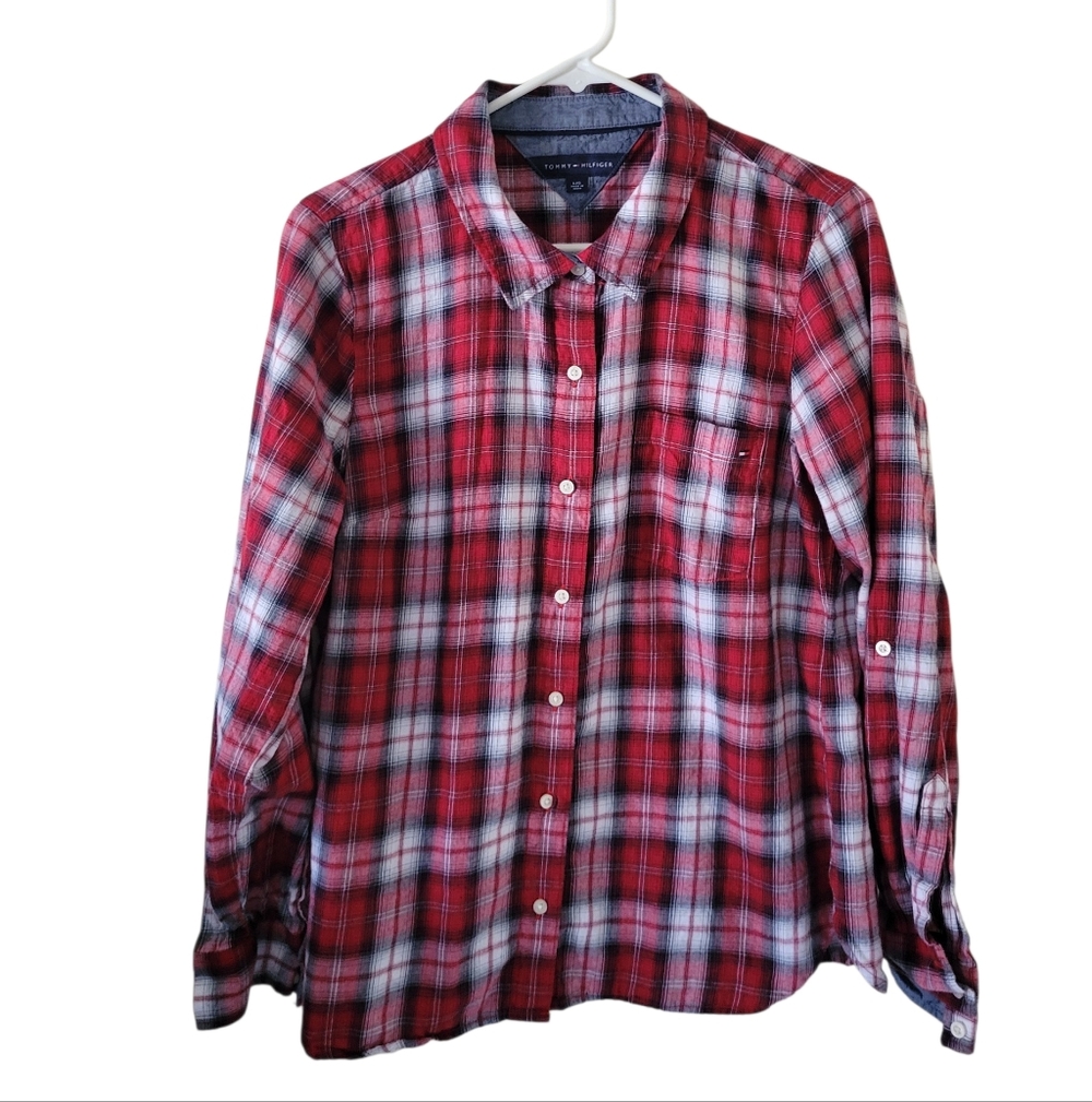 Tommy Hilfiger Red Plaid Button Down Shirt